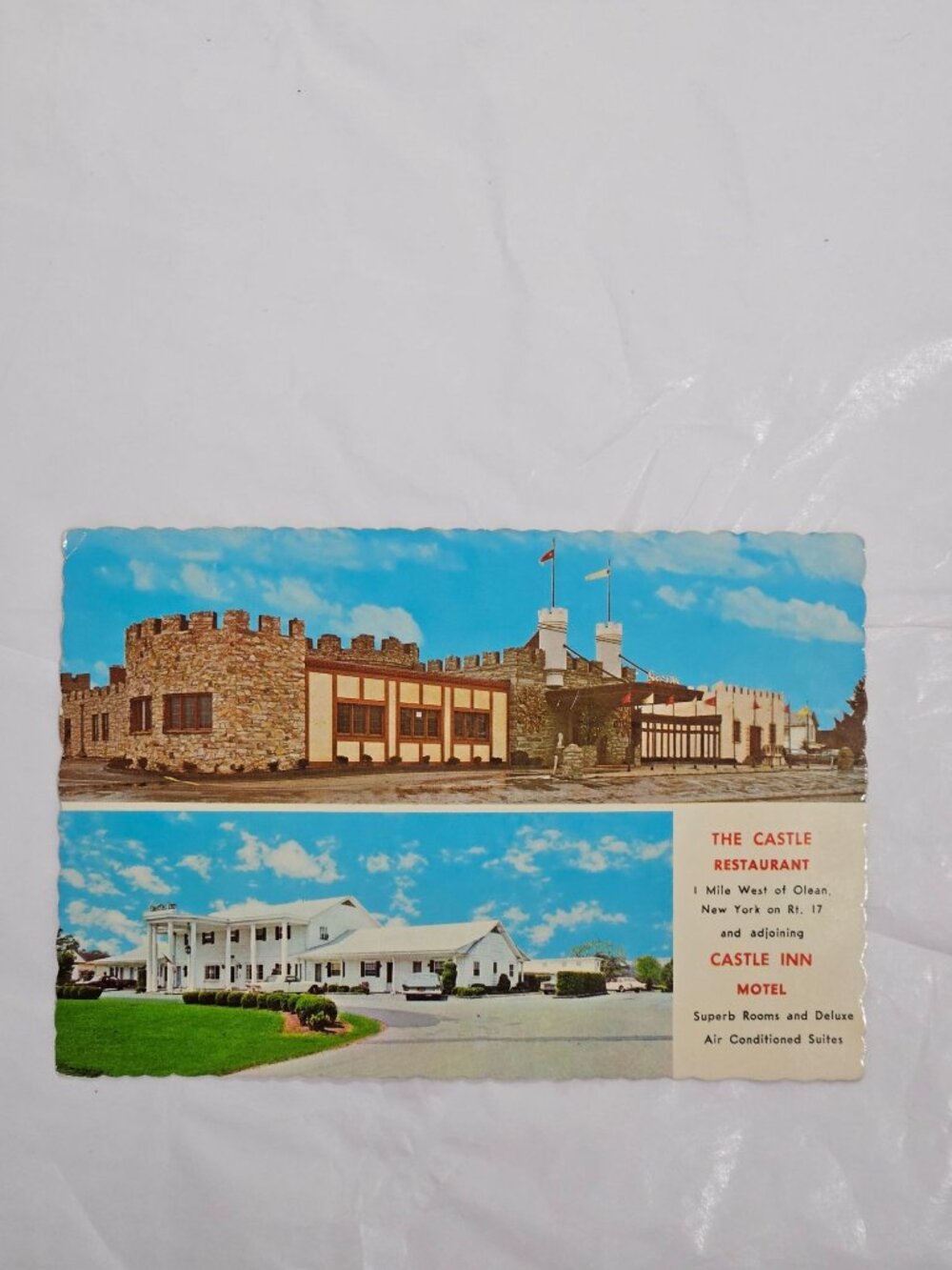 Castle Restaurant and Castle Inn Motel Olean New York Route 17 Postcard